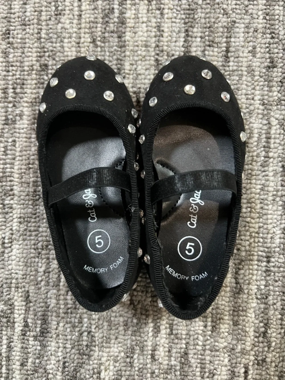 Cat & Jack - Girls' Black Embellished Mary Jane Shoes - Size 5